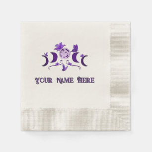 Serviette En Papier Élégant Triple Lune Florale Céleste Violet