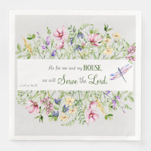 Serviette En Papier Elégant Verset Bible Botanique Aquarelle