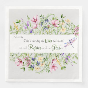 Serviette En Papier Elégant Verset Bible Botanique Aquarelle