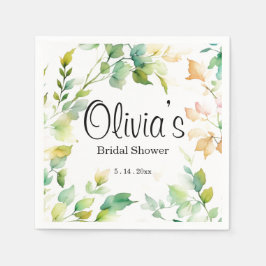 Serviette En Papier Elégant vert fleurs sauvages d'aquarelle