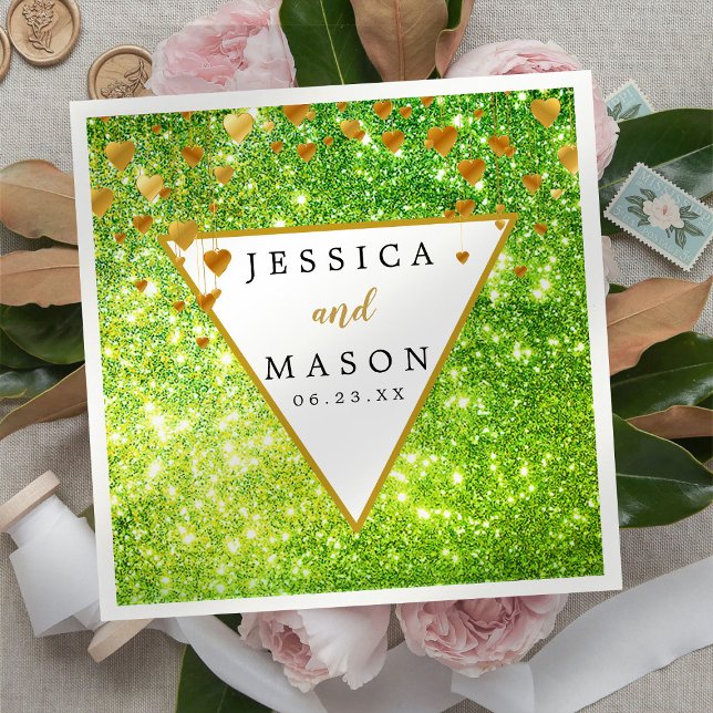Serviette En Papier Élégant Vert Unique Sparkly Mariage (Créateur téléchargé)