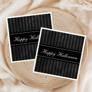 Serviette En Papier Elégant Vintage Black Stripes Happy Halloween