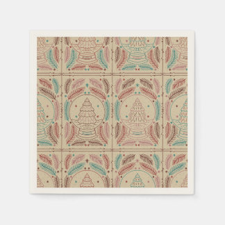 Serviette En Papier Élégant Vintage Noël Whimsical Motif