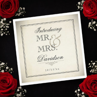 Serviette En Papier Elegant Vintage Typography Paper Wedding