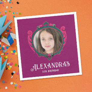 Serviette En Papier Élégant Violet Et Rose Princesse Royal Crest Photo