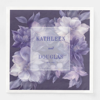 Serviette En Papier Élégant violet Mariage floral Napkin