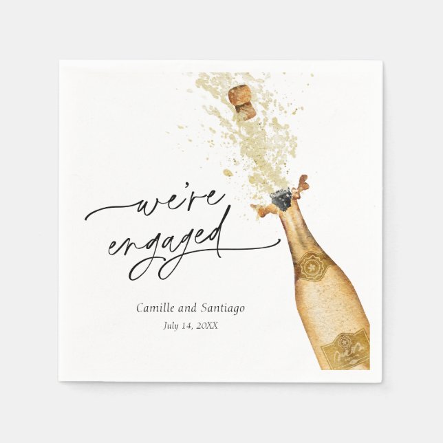Serviette En Papier Elegant We’re Engaged Paper Napkins (Devant)