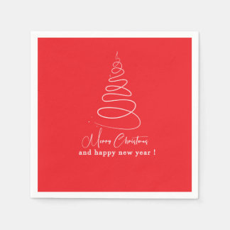 Serviette En Papier Elegant White Christmas Tree Red Christmas