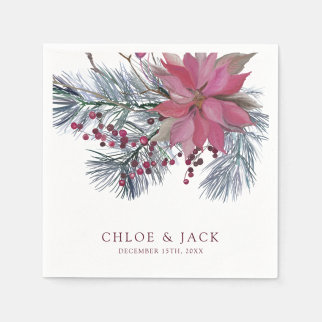 Serviette En Papier Elegant Winter Greenery Wedding (Devant)