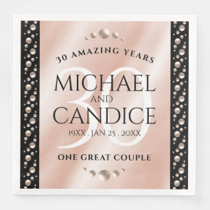 Serviette En Papier Elégante 30ème Mariage Pearl Anniversaire de céléb