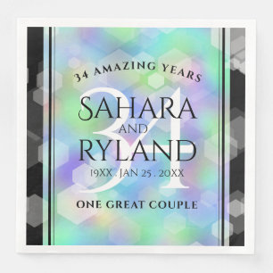 Serviette En Papier Élégante 34e anniversaire du Mariage Opal