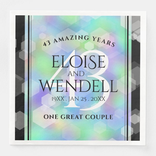 Serviette En Papier Élégante 43ème anniversaire du Mariage Opal (Devant)