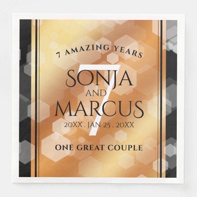 Serviette En Papier Élégante 7ème anniversaire du Mariage de cuivre (Devant)