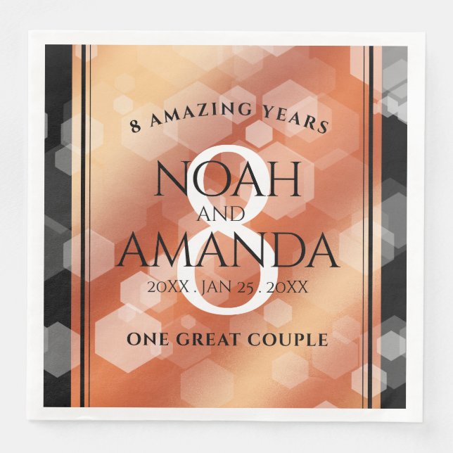 Serviette En Papier Élégante 8ème anniversaire du Mariage de bronze (Devant)