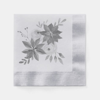 Serviette En Papier Elégante aquarelle argentée