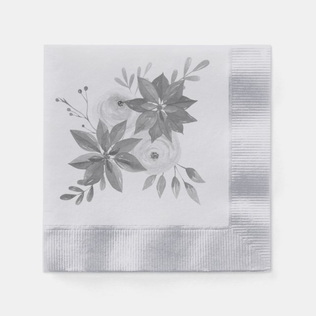 Serviette En Papier Elégante aquarelle argentée (Devant)