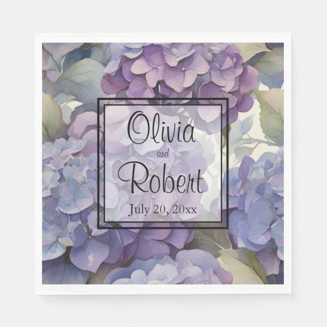 Serviette En Papier Elégante aquarelle bleu violet poussiéreuse (Devant)