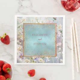 Serviette En Papier Elégante aquarelle bleue Floral Napkin