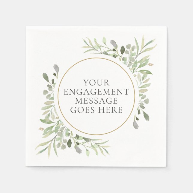 Serviette En Papier Élégante aquarelle botanique de verdure pour fianç (Devant)