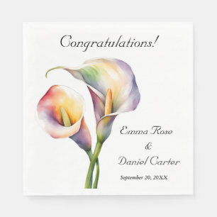 Serviette En Papier Elégante aquarelle Calla Lilies Romantique Floral