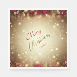Serviette En Papier Elégante aquarelle de Noël Botanique