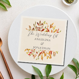 Serviette En Papier Elégante aquarelle Feuilles Automne Mariage Person
