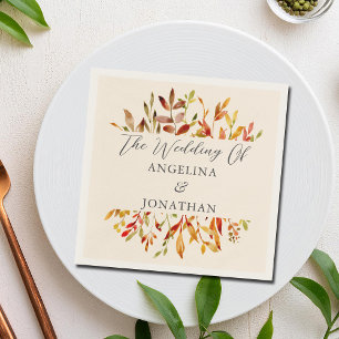 Serviette En Papier Elégante aquarelle Feuilles Automne Mariage Person