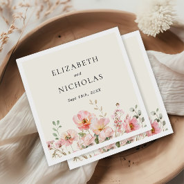 Serviette En Papier Elégante aquarelle Fleur sauvage Jardin Mariage