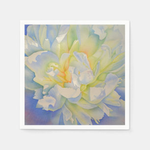 Serviette En Papier Elégante aquarelle fleurie de pivoine blanche