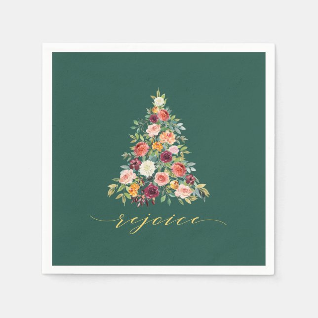 Serviette En Papier Elégante aquarelle Floral Tree Holiday (Devant)
