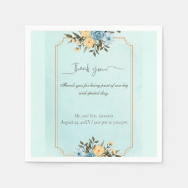 Serviette En Papier Elégante aquarelle florale moderne Mariage de verd