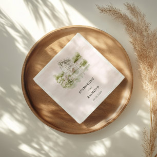 Serviette En Papier Elégante aquarelle Manor Jardin Mariage