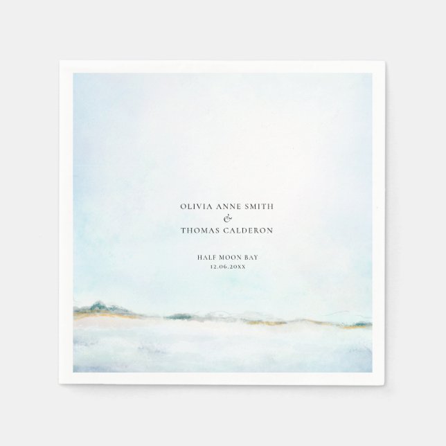 Serviette En Papier Elégante aquarelle Ocean Beach Mariage côtier (Devant)