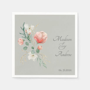 Serviette En Papier Elégante aquarelle papier floral Napkin