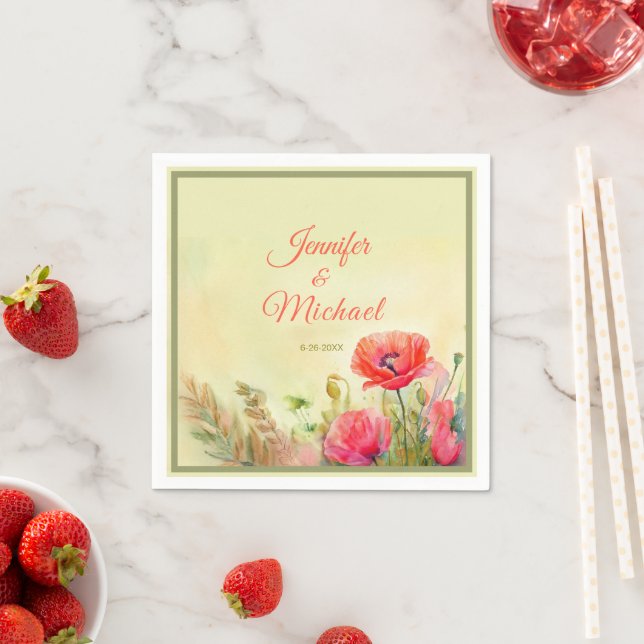Serviette En Papier Elégante aquarelle Printemps mariage (En situation)