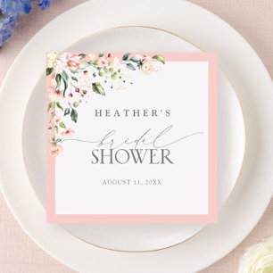 Serviette En Papier Elégante aquarelle rose Fête des mariées florale