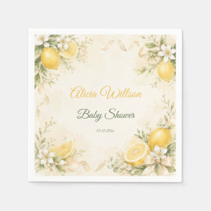 Serviette En Papier Élégante Baby Shower Botanique au Citron