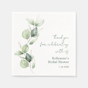 Serviette En Papier Élégante Baby Shower Eucalyptus Aquarelle