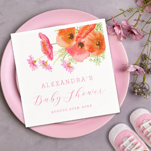 Serviette En Papier Élégante Baby Shower Fille aux Fleurs