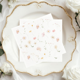 Serviette En Papier Élégante Baby Shower Florale aux Fleurs Sauvages A