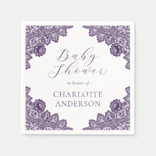Serviette En Papier Élégante Baby Shower Rustique Fleurie en Dentelle