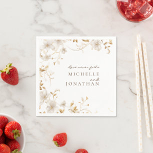 Serviette En Papier Élégante Bible Florale Blanche Verse Mariage moder