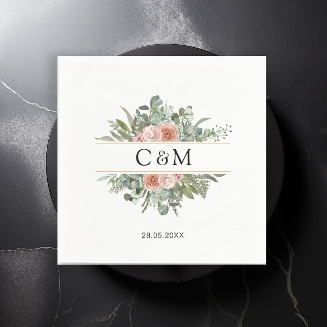 Serviette En Papier Elegante Boho Pastel Eucalyptus (Créateur téléchargé)