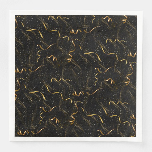 Serviette En Papier Elégante boîte à vin noir & or (Devant)