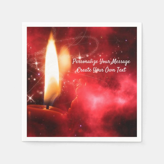 Serviette En Papier Élégante bougie flamboyante sur le rouge Personnal (Devant)