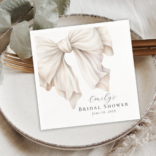 Serviette En Papier Elégante Bow blanche ivoire sur Fête des mariées r