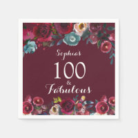 Elégante Burgundy Navy Floral 100e fête d'annivers
