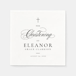 Serviette En Papier Élégante Calligraphie de script croisé Christening