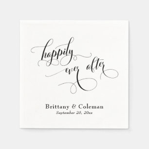 Serviette En Papier Élégante calligraphie Joyeuse Jamais Après Mariage