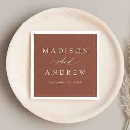 Serviette En Papier Élégante calligraphie Mariage en terre cuite